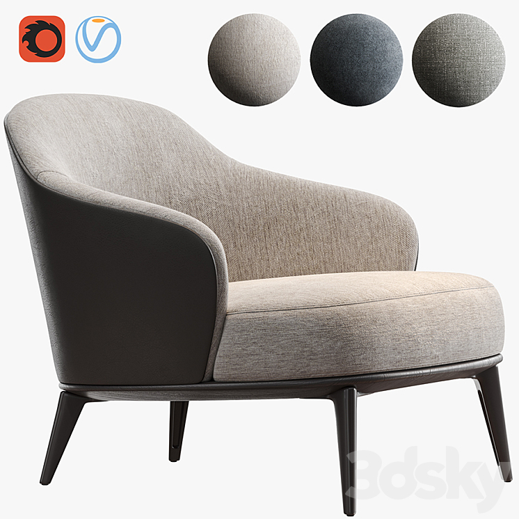 MINOTTI LESLIE ARMCHAIR 3DS Max - thumbnail 1