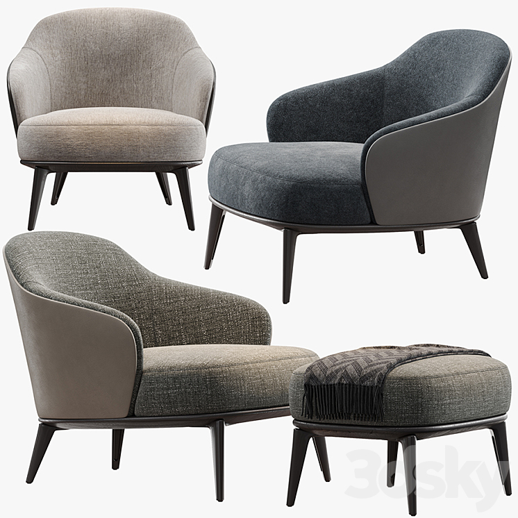 MINOTTI LESLIE ARMCHAIR 3DS Max - thumbnail 2