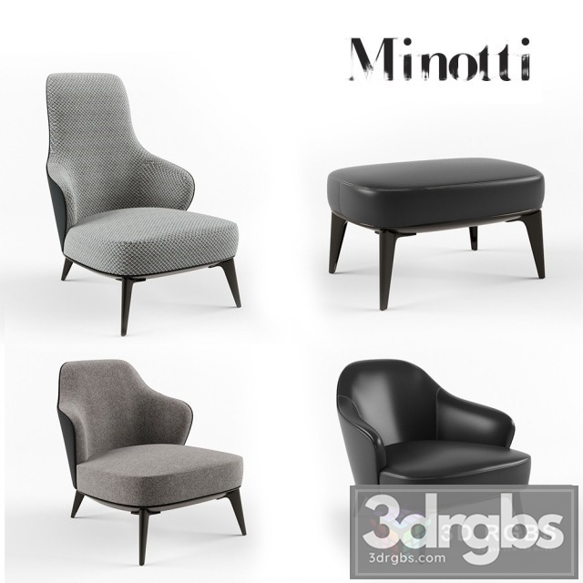 Minotti Leslie Armchair Set 3dsmax Download - thumbnail 1