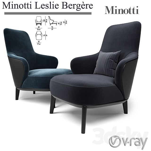 Minotti Leslie Bergere 3ds Max - thumbnail 1