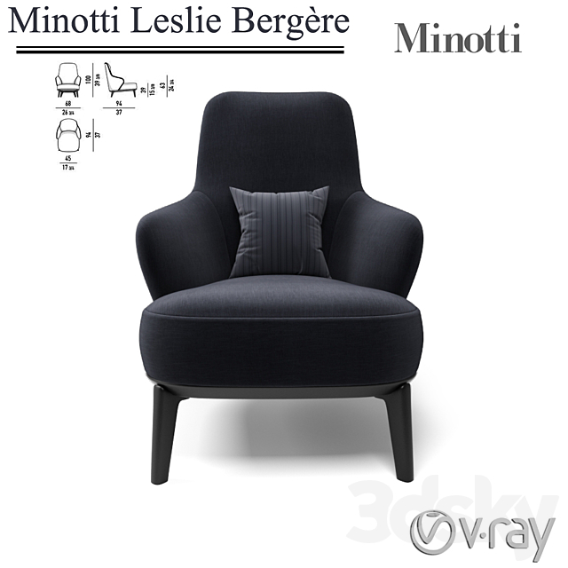 Minotti Leslie Bergere 3ds Max - thumbnail 2