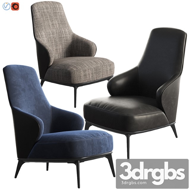 Minotti leslie bergere armchair 2 3dsmax Download - thumbnail 1