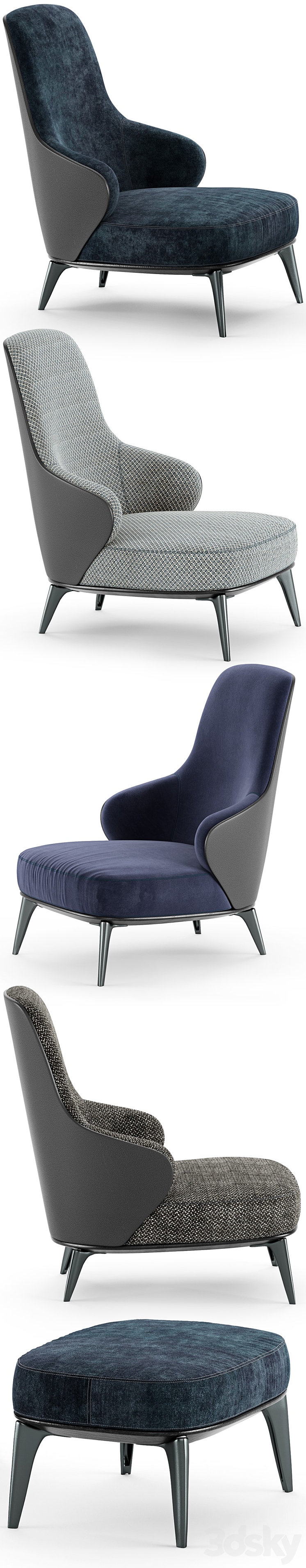 Minotti Leslie Bergere Armchair 3DS Max - thumbnail 2