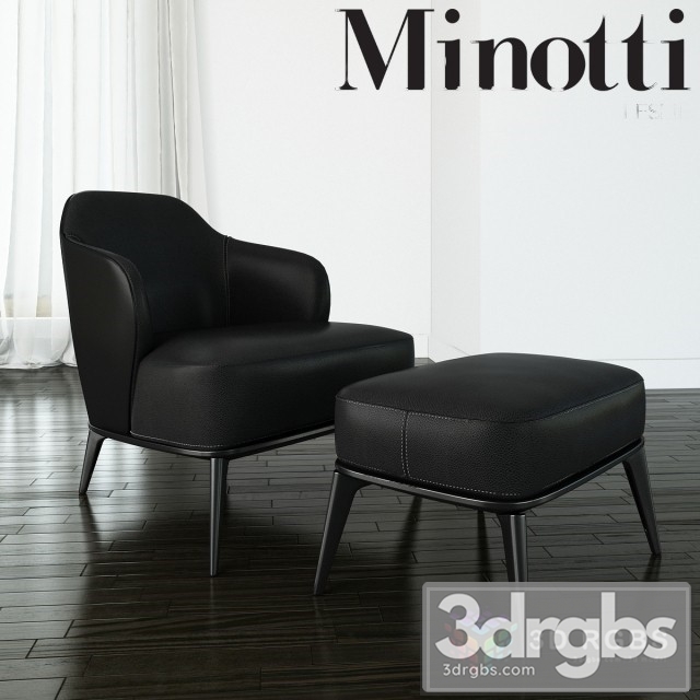 Minotti Leslie Leather Armchair 3dsmax Download - thumbnail 1