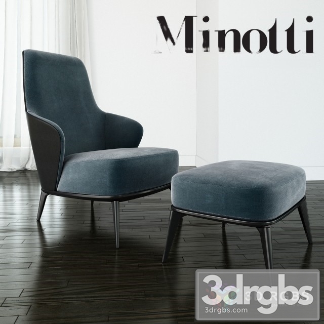 Minotti Leslie Velvet Long Backrest 3dsmax Download - thumbnail 1