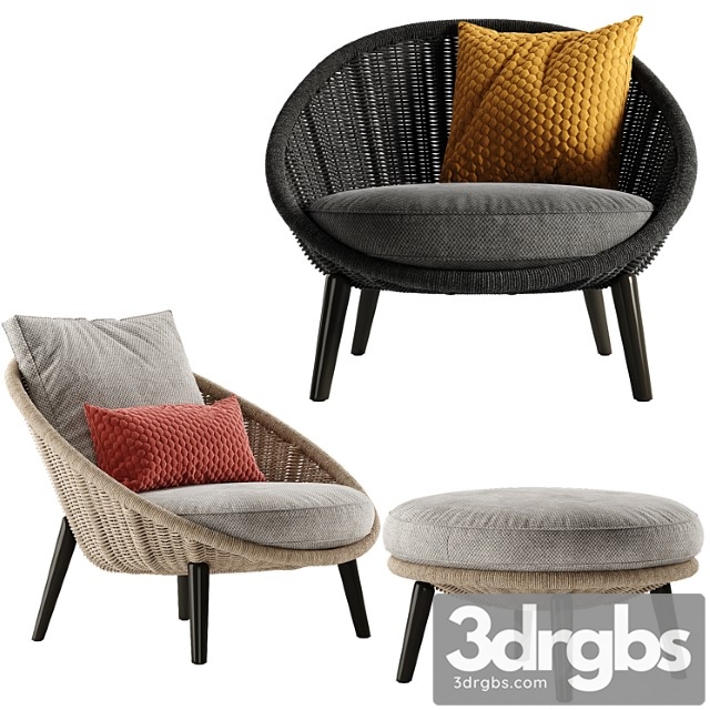 Minotti lido cord armchair 3dsmax Download - thumbnail 1