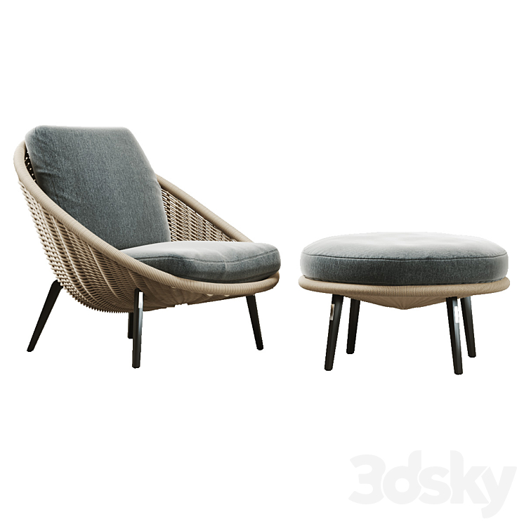 Minotti Lido Cord Outdoor Armchair 3DS Max - thumbnail 2