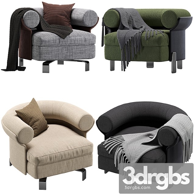 Minotti mattia armchair 4 colors version 3dsmax Download - thumbnail 1