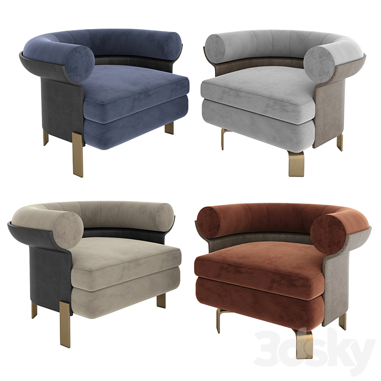 Minotti mattia armchairs 3DS Max - thumbnail 1