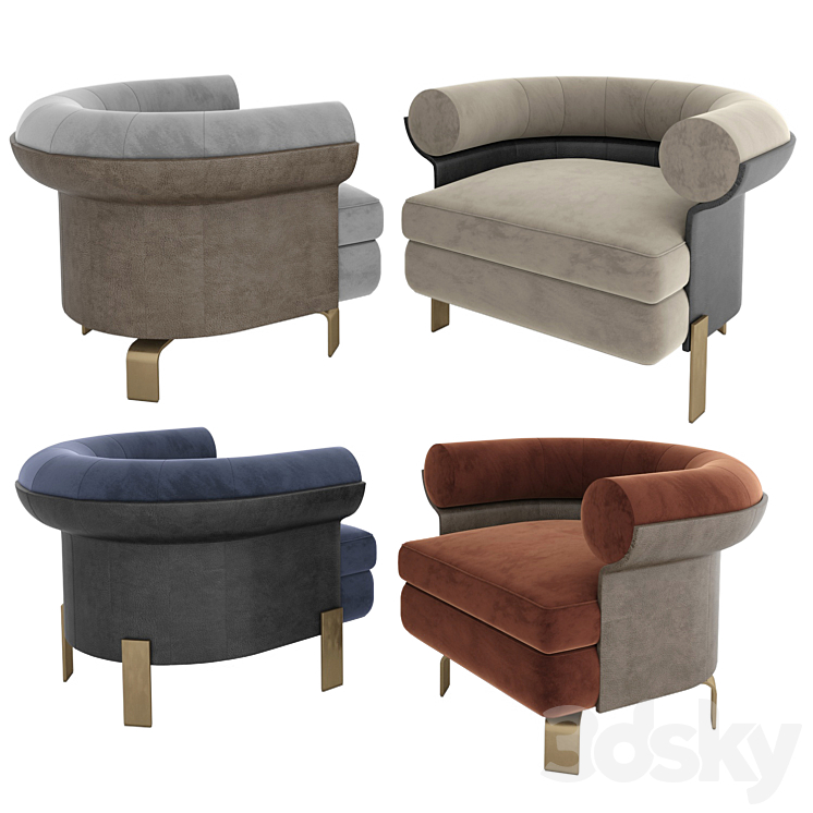 Minotti mattia armchairs 3DS Max - thumbnail 2