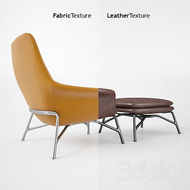 Minotti Prince Armchair and Stool 3ds Max - thumbnail 3