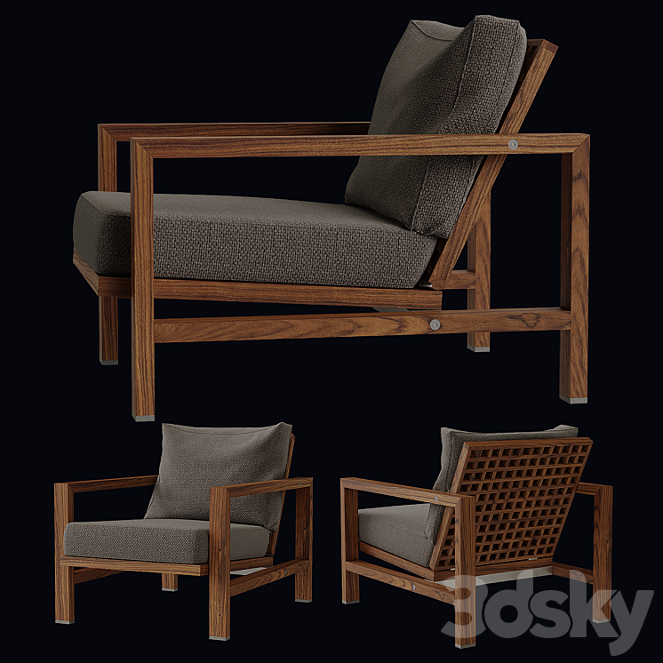 Minotti quadrado armchair 3DS Max - thumbnail 1