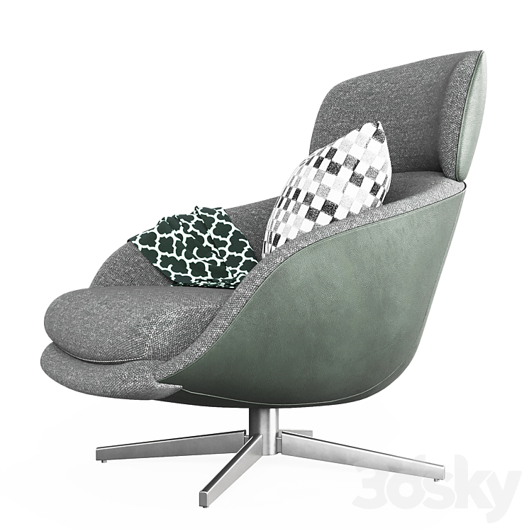 Minotti Russel Armchair 3DS Max Model - thumbnail 2