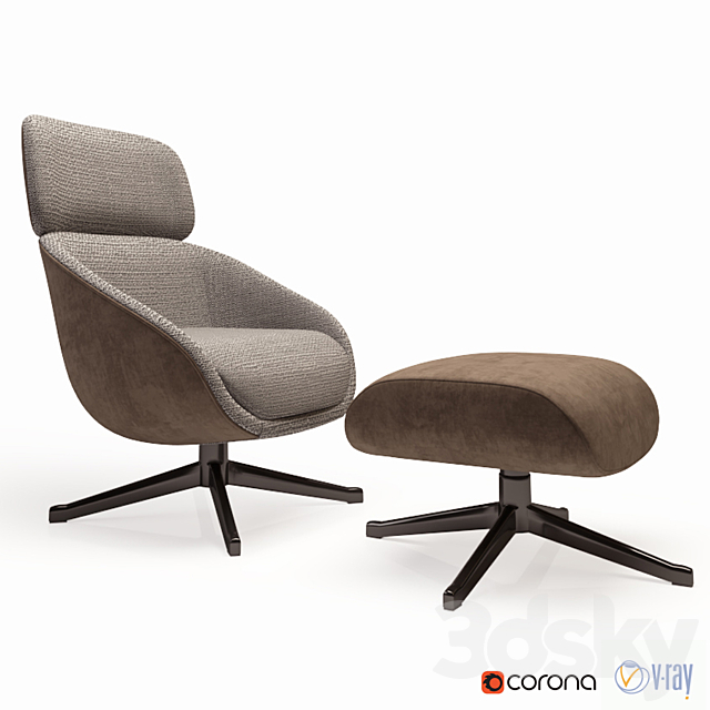 Minotti Russell armchair 3ds Max - thumbnail 1