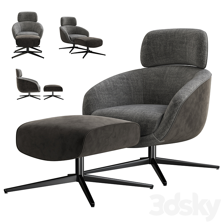 Minotti russell armchair 3DS Max - thumbnail 1