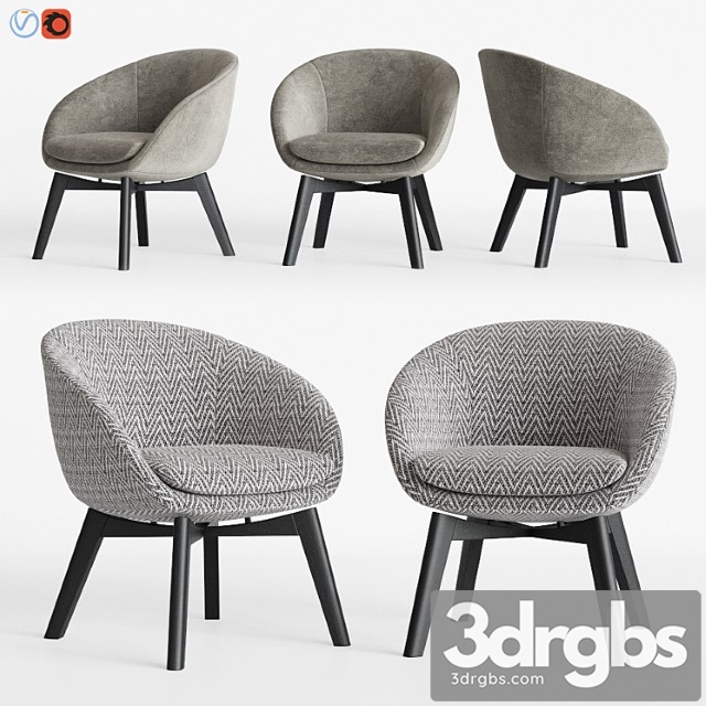 Minotti russell little lounge fixed armchair 3dsmax Download - thumbnail 1