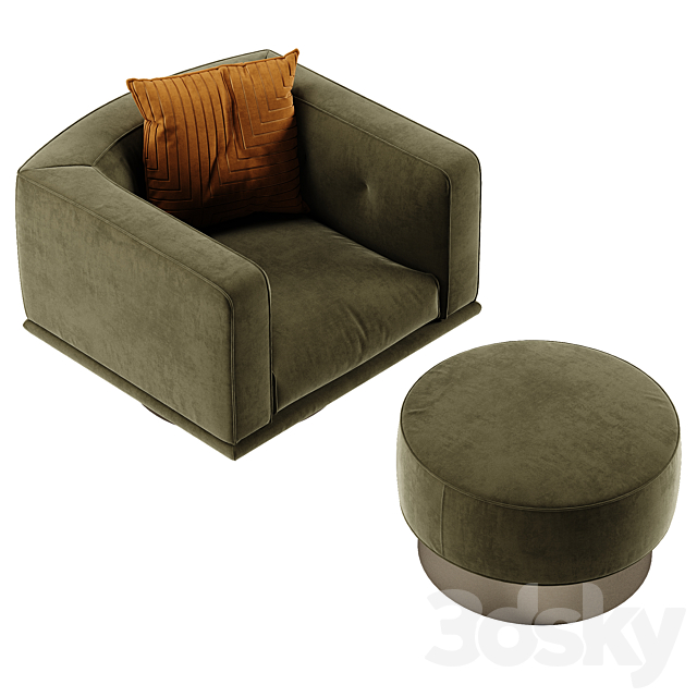 Minotti Sally armchair 3DS Max Model - thumbnail 2