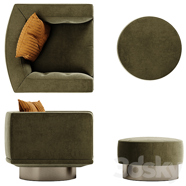 Minotti Sally armchair 3DS Max Model - thumbnail 3