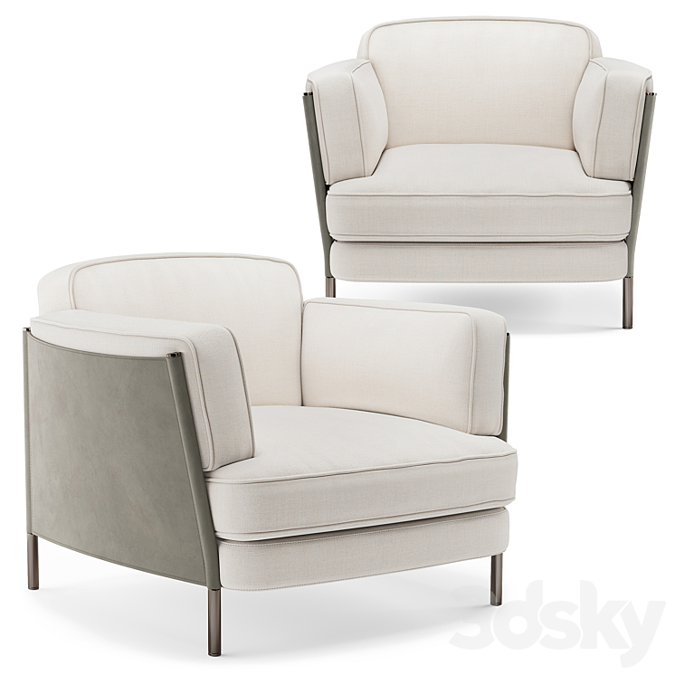 Minotti shelley armchair 3DS Max Model - thumbnail 1