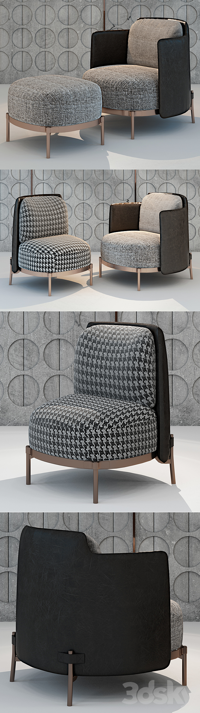 Minotti Tape armchair 3ds Max - thumbnail 2