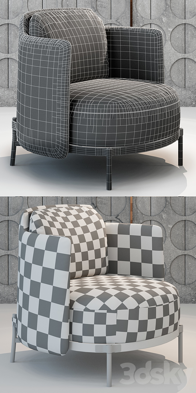 Minotti Tape armchair 3ds Max - thumbnail 3