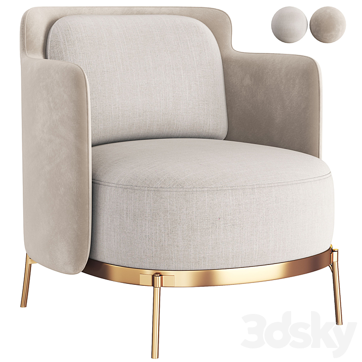 minotti tape armchair & ottoman 3DS Max - thumbnail 1