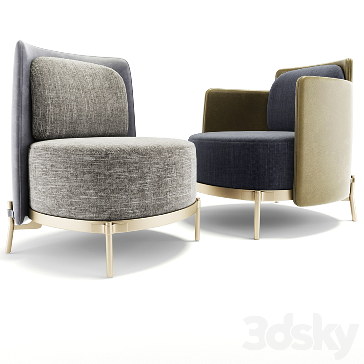 Minotti Tape Armchair Set 3DS Max - thumbnail 2