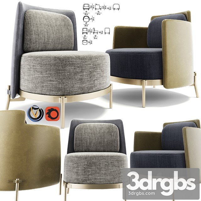 Minotti tape armchair set 3dsmax Download - thumbnail 1