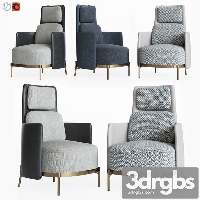 Minotti Tape Armchairs 01 3dsmax Download - thumbnail 1