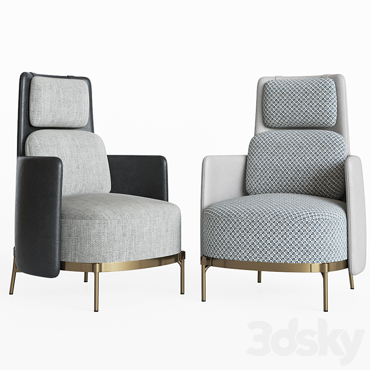 Minotti Tape Armchairs 3DS Max - thumbnail 2