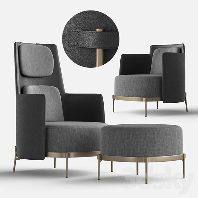 Minotti TAPE Armchairs 3DSMax File - thumbnail 1