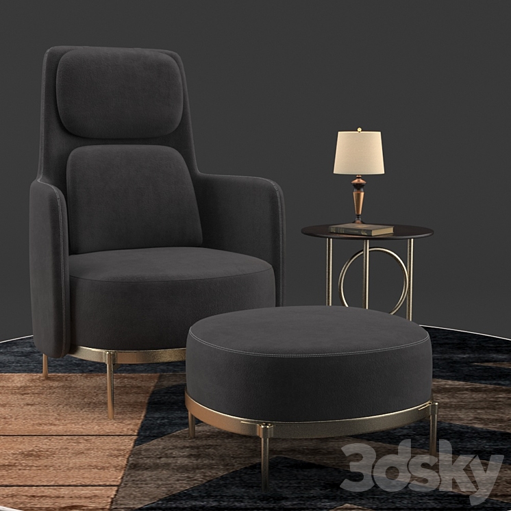 Minotti tape dark set 3DS Max - thumbnail 2