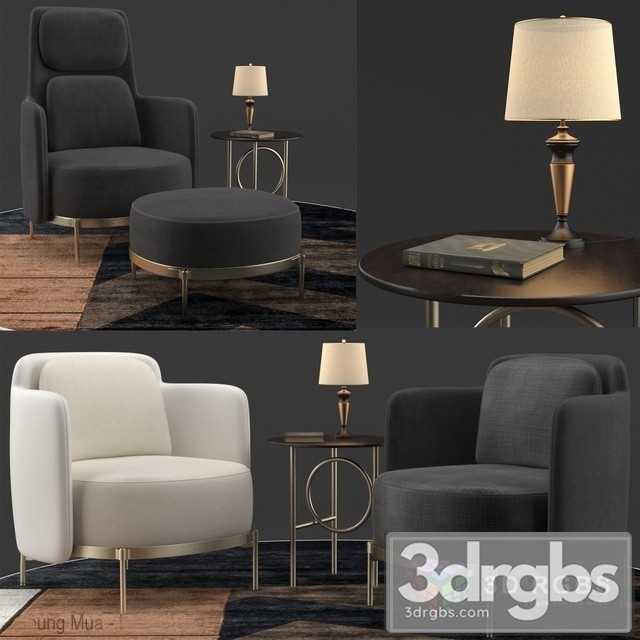 Minotti Tape Dark Set 3dsmax Download - thumbnail 1