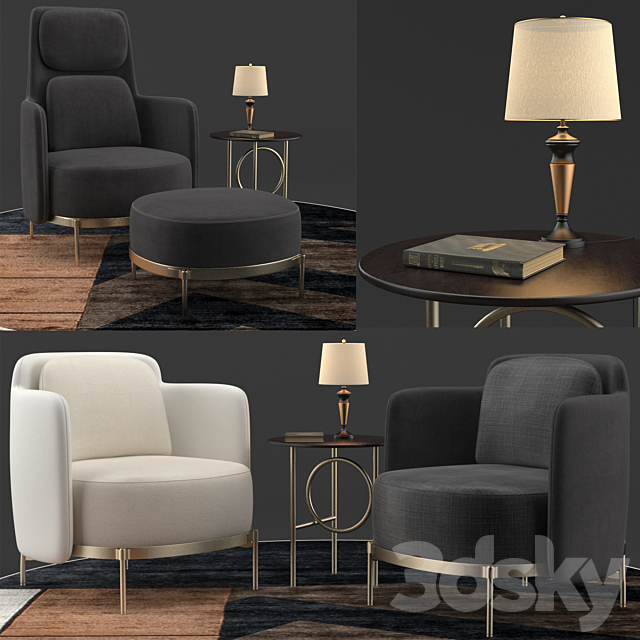 Minotti tape dark set 3DSMax File - thumbnail 1