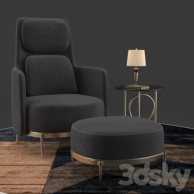 Minotti tape dark set 3DSMax File - thumbnail 2