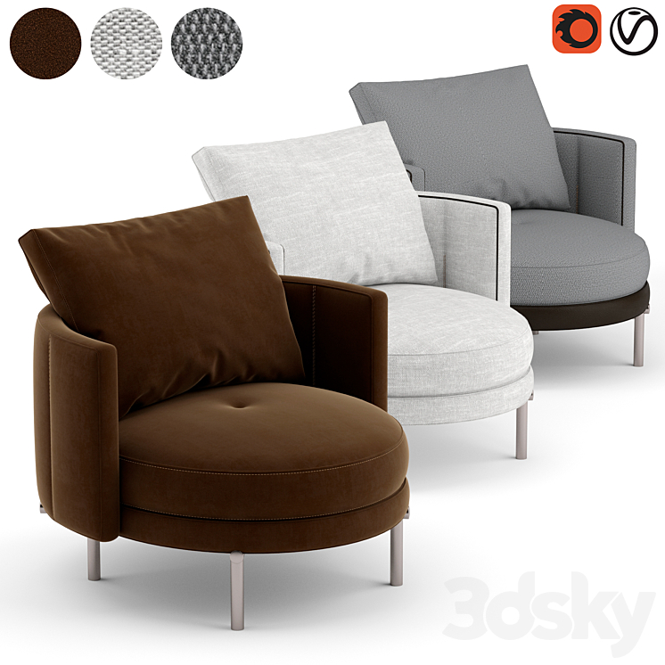 Minotti torii lounge chair 3DS Max - thumbnail 1