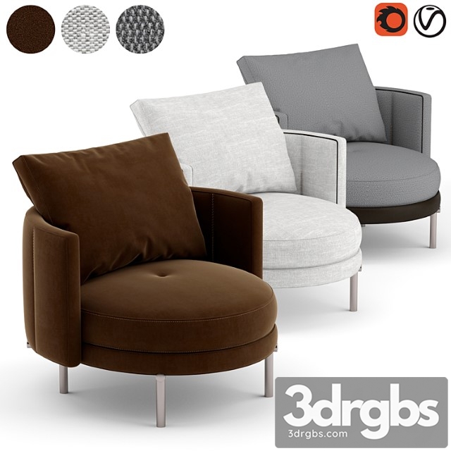 Minotti Torii Lounge Chair 3dsmax Download - thumbnail 1