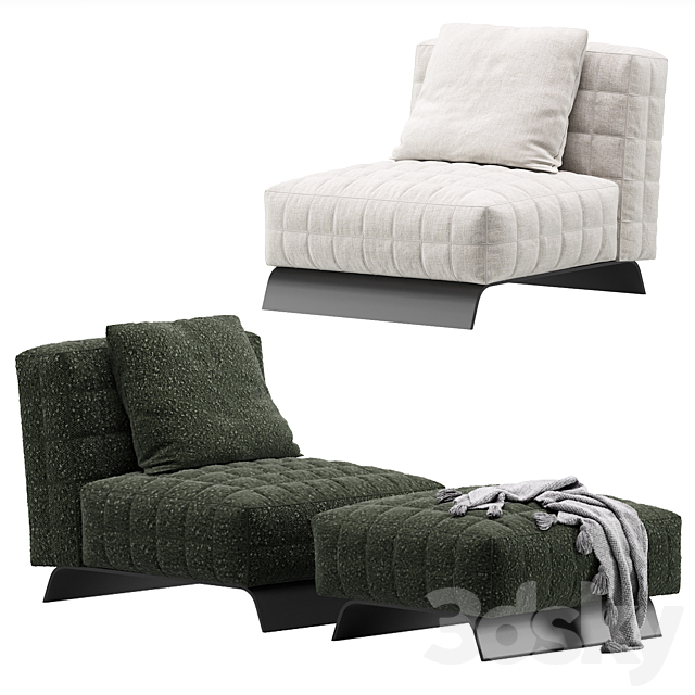 Minotti TWIGGY Armchair 3DS Max Model - thumbnail 2