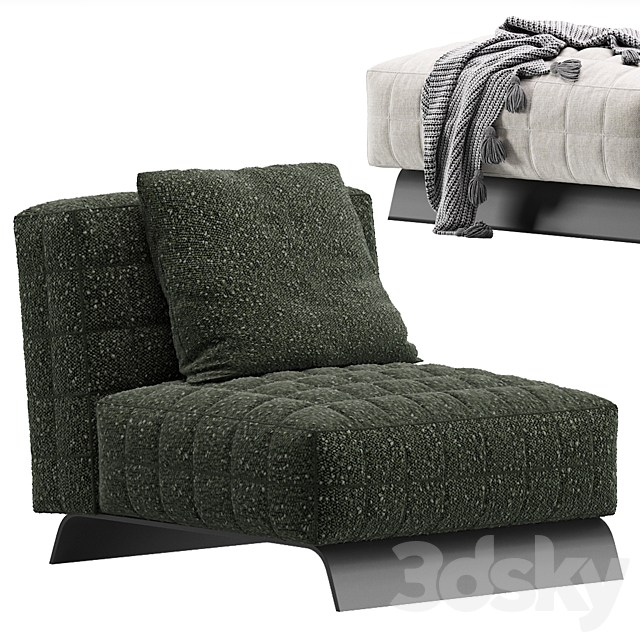 Minotti TWIGGY Armchair 3DS Max Model - thumbnail 4