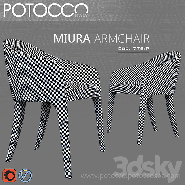 MIURA ARMCHAIR 3DS Max Model - thumbnail 2