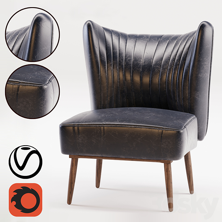 Modern armchair 3DS Max - thumbnail 1