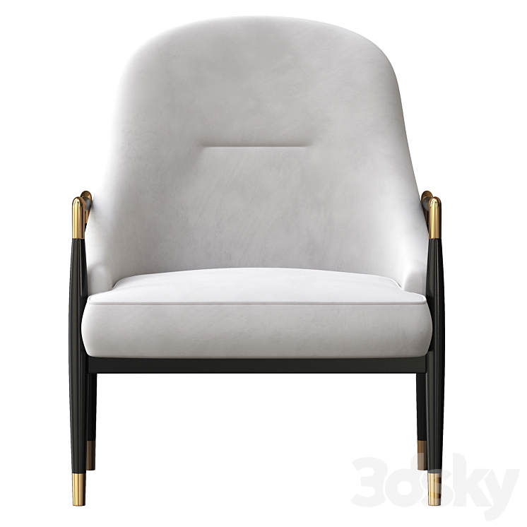 Modern Brass Accented Walnut Lounge Chairs 3DS Max - thumbnail 2