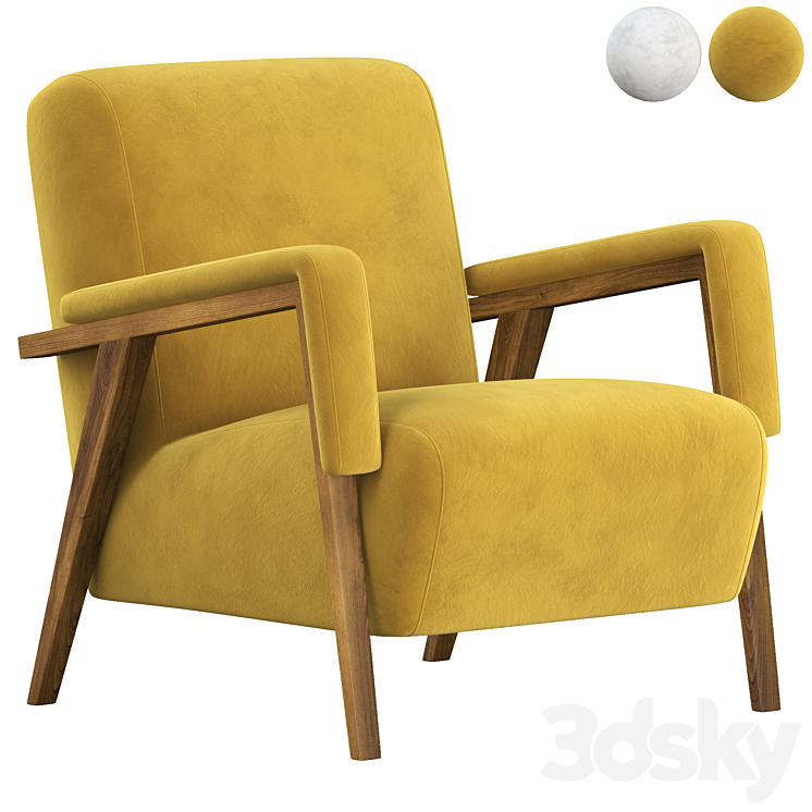 modern comfy armchair 3DS Max - thumbnail 2