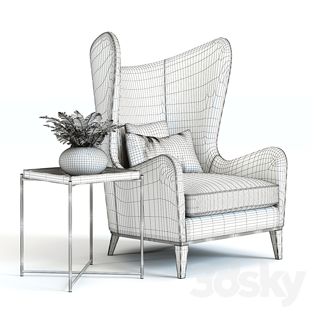 Monroe armchair 3ds Max - thumbnail 2