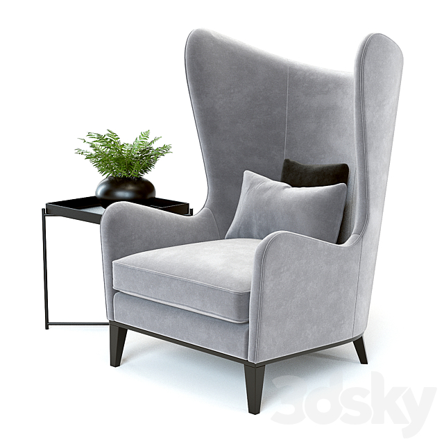 Monroe armchair 3ds Max - thumbnail 3