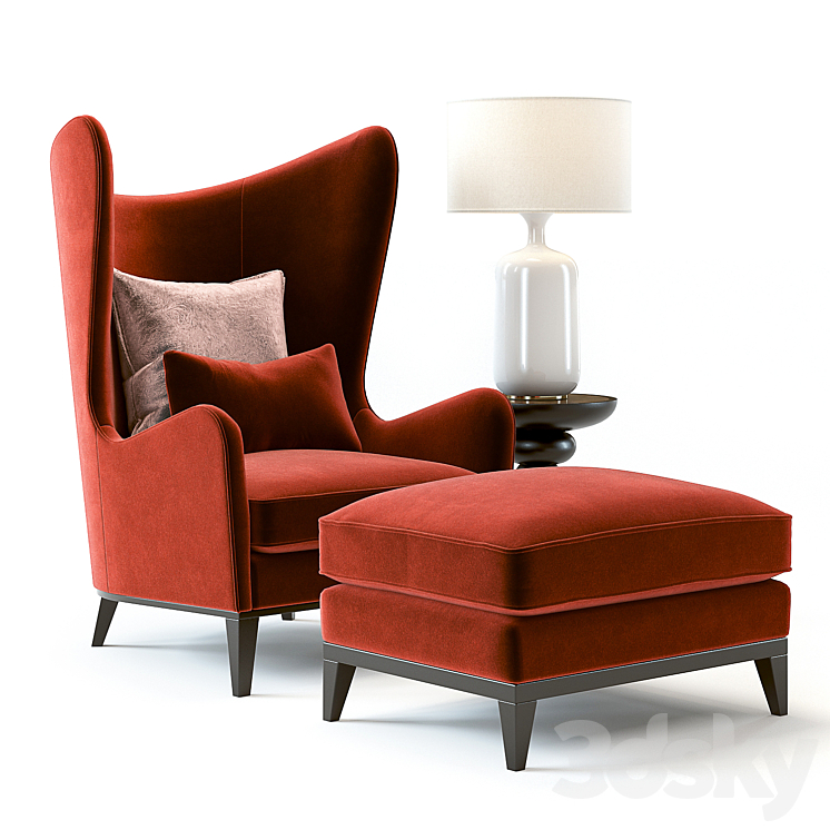 Monroe Armchair Red 3DS Max - thumbnail 1