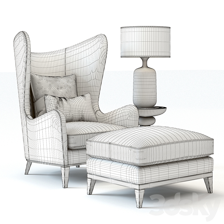 Monroe Armchair Red 3DS Max - thumbnail 2