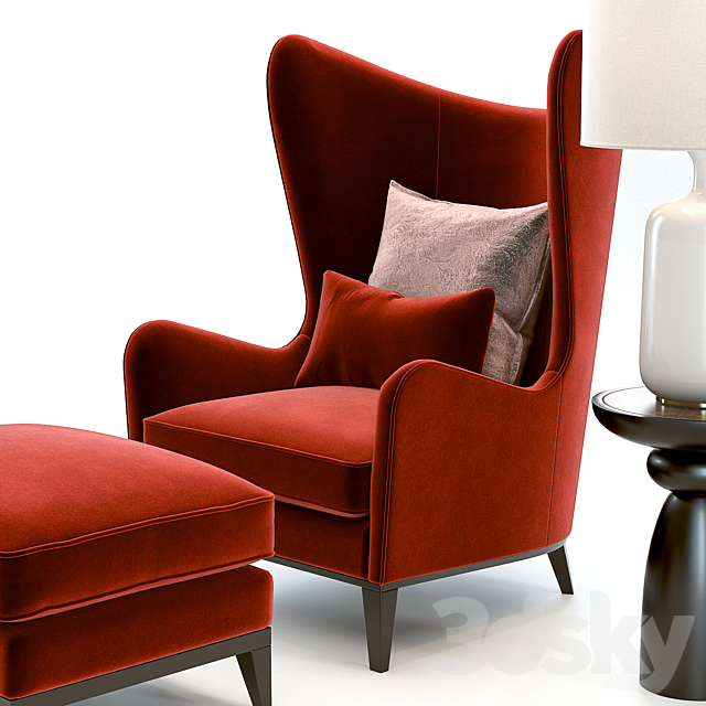 Monroe Armchair Red 3DSMax File - thumbnail 3