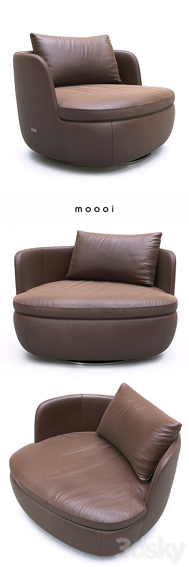 Moooi Bart Swivel leather 3DSMax File - thumbnail 1