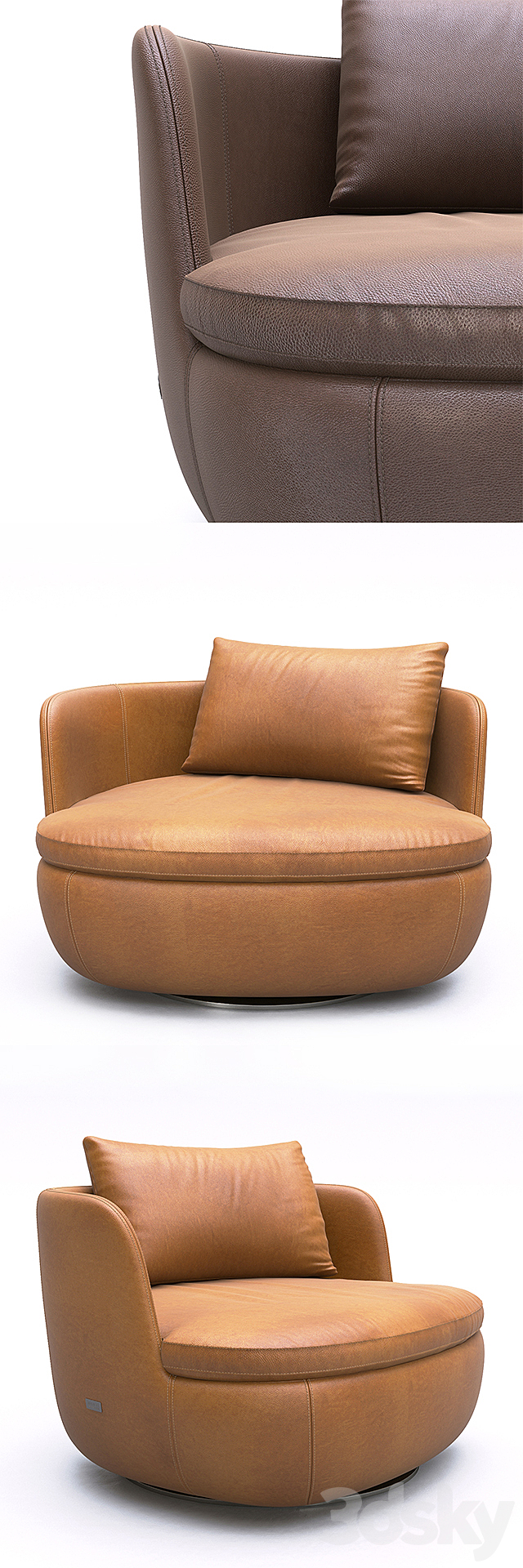 Moooi Bart Swivel leather 3DSMax File - thumbnail 2